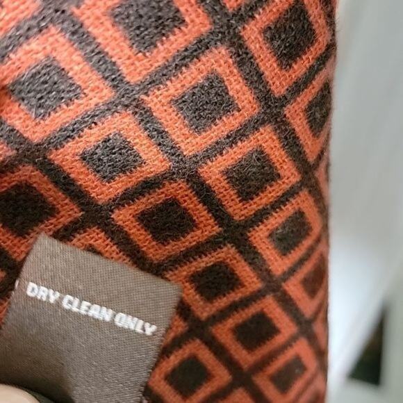 Adrienne Vittadini Womens Retro Print Wool Blend Cape Jacket size 4 Orange - Picture 13 of 15